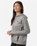 Adidas AT209 Women's Game & Go Fleece Full-Zip Hooded Sweatshirt - Medium Grey Heather/ Black - model side