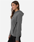 Adidas AT209 Women's Game & Go Fleece Full-Zip Hooded Sweatshirt - Team Grey Four/ Black - model side