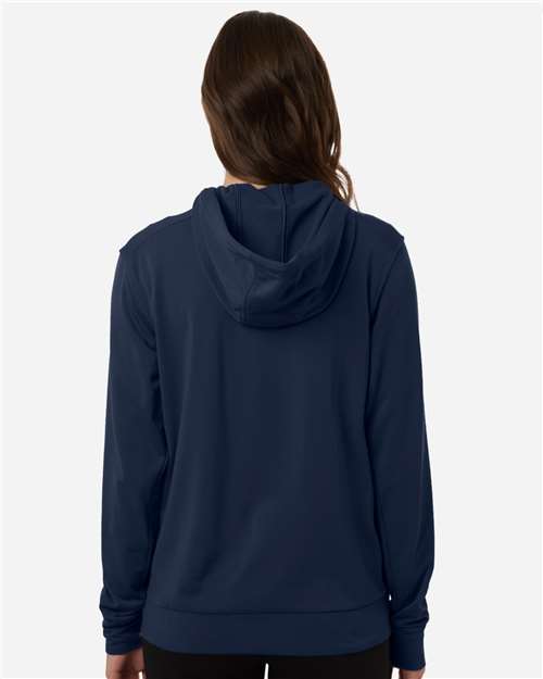 Adidas AT209 Women's Game & Go Fleece Full-Zip Hooded Sweatshirt - Team Navy Blue/ Black - model back