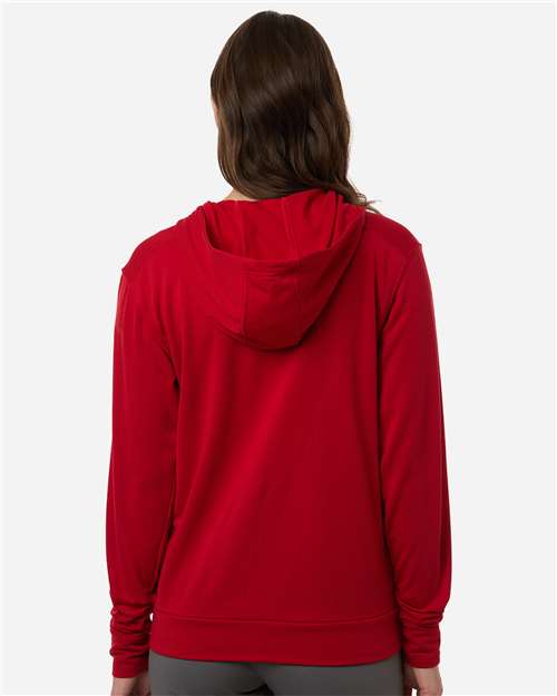 Adidas AT209 Women's Game & Go Fleece Full-Zip Hooded Sweatshirt - Team Power Red/ Black - model back
