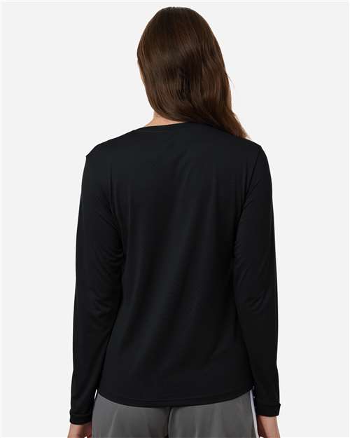 Adidas AT105 Women's Pregame Long Sleeve T-Shirt - Black/ White - model back