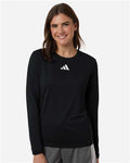 Adidas AT105 Women's Pregame Long Sleeve T-Shirt - Black/ White - model front