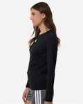 Adidas AT105 Women's Pregame Long Sleeve T-Shirt - Black/ White - model side