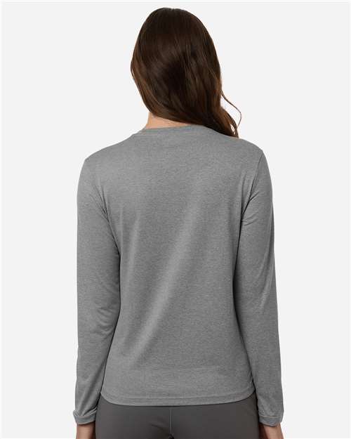 Adidas AT105 Women's Pregame Long Sleeve T-Shirt - Medium Grey Heather/ Black - model back