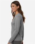 Adidas AT105 Women's Pregame Long Sleeve T-Shirt - Medium Grey Heather/ Black - model side