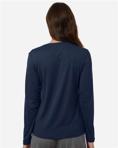 Adidas AT105 Women's Pregame Long Sleeve T-Shirt - Team Navy Blue/ White - model back