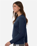 Adidas AT105 Women's Pregame Long Sleeve T-Shirt - Team Navy Blue/ White - model side