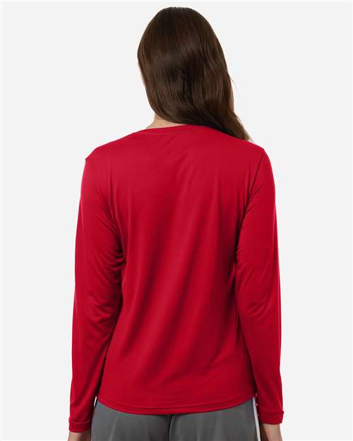 Adidas AT105 Women's Pregame Long Sleeve T-Shirt - Team Power Red/ White - model back