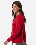Adidas AT105 Women's Pregame Long Sleeve T-Shirt - Team Power Red/ White - model side