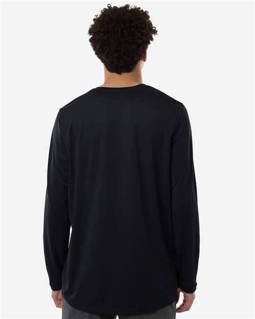 Adidas AT104 Men's Pregame Long Sleeve T-Shirt - Black/ White - model back
