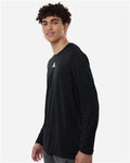 Adidas AT104 Men's Pregame Long Sleeve T-Shirt - Black/ White - model side