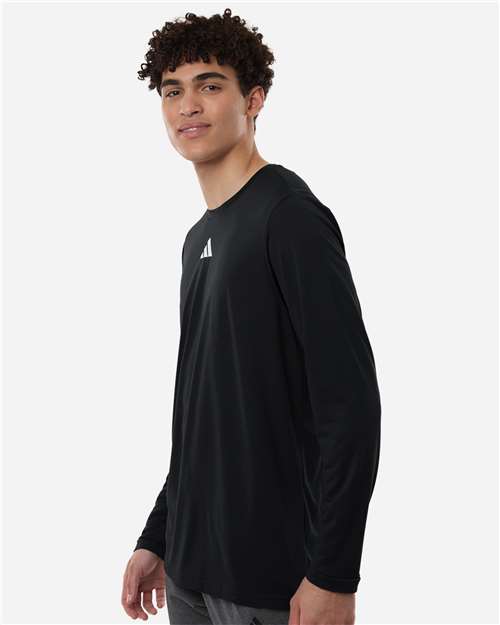 Adidas AT104 Men's Pregame Long Sleeve T-Shirt - Black/ White - model side