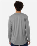 Adidas AT104 Men's Pregame Long Sleeve T-Shirt - Medium Grey Heather/ Black - model back