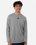 Adidas AT104 Men's Pregame Long Sleeve T-Shirt - Medium Grey Heather/ Black - model front