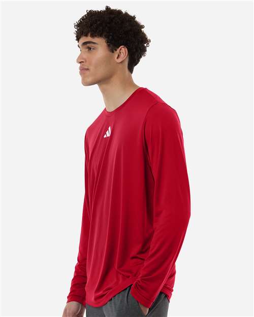 Adidas AT104 Men's Pregame Long Sleeve T-Shirt - Team Power Red/ White - model side