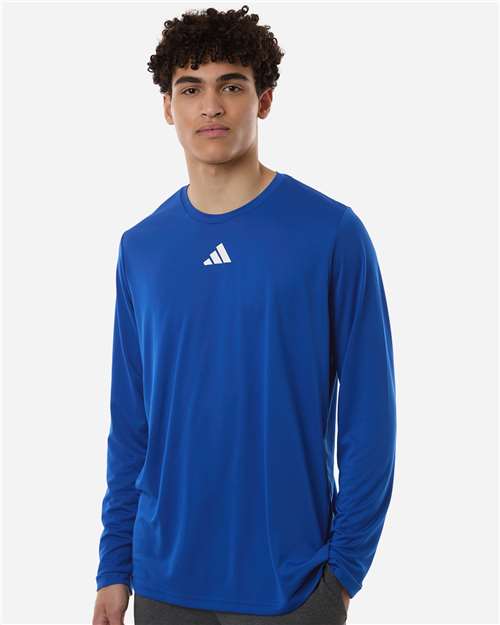 Adidas AT104 Men's Pregame Long Sleeve T-Shirt - Team Royal Blue/ White - model front