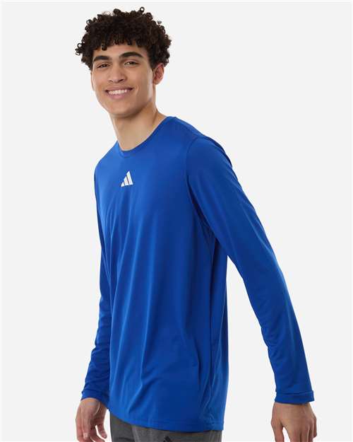 Adidas AT104 Men's Pregame Long Sleeve T-Shirt - Team Royal Blue/ White - model side