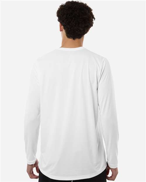 Adidas AT104 Men's Pregame Long Sleeve T-Shirt - White/ Team Grey Four - model back