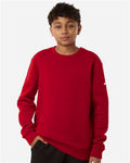 Adidas AT202 Youth Fleece Crewneck Sweatshirt - Team Power Red/ White - model front