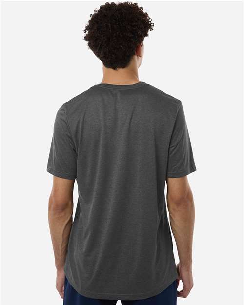 Adidas AT101 Men's Pregame T-Shirt - Dark Grey Heather/ White - model back