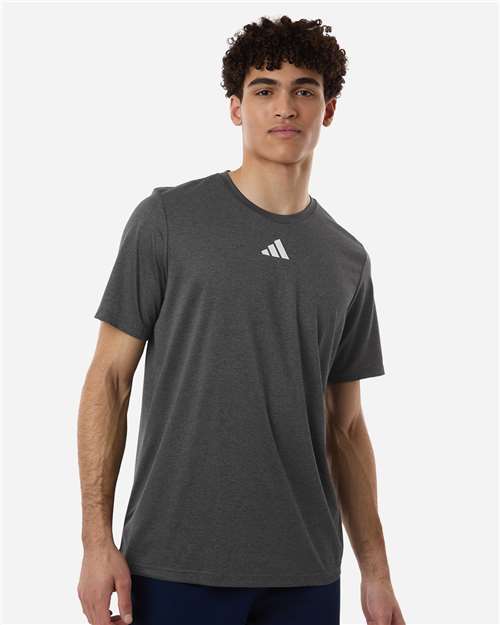 Adidas AT101 Men's Pregame T-Shirt - Dark Grey Heather/ White - model front