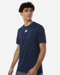 Adidas AT101 Men's Pregame T-Shirt - Team Navy Blue/ White - model side