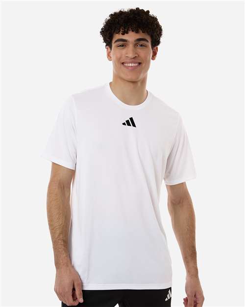 Adidas AT101 Men's Pregame T-Shirt - White/ Black - model front