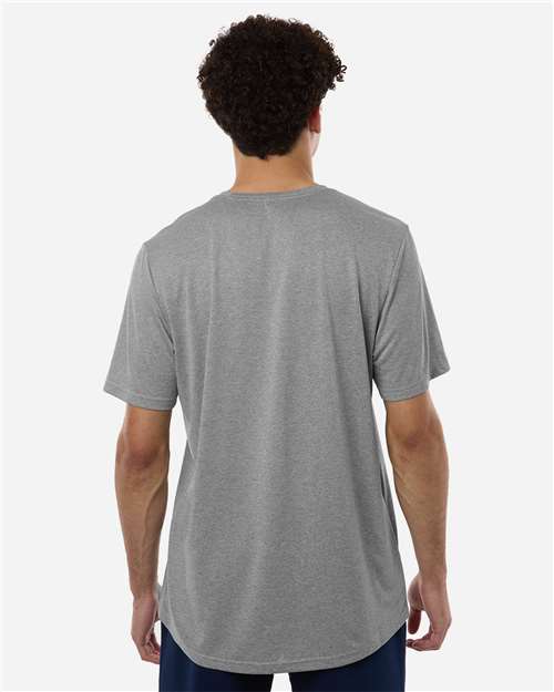 Adidas AT101 Men's Pregame T-Shirt - Medium Grey Heather/ Black - model back