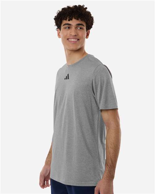 Adidas AT101 Men's Pregame T-Shirt - Medium Grey Heather/ Black - model side
