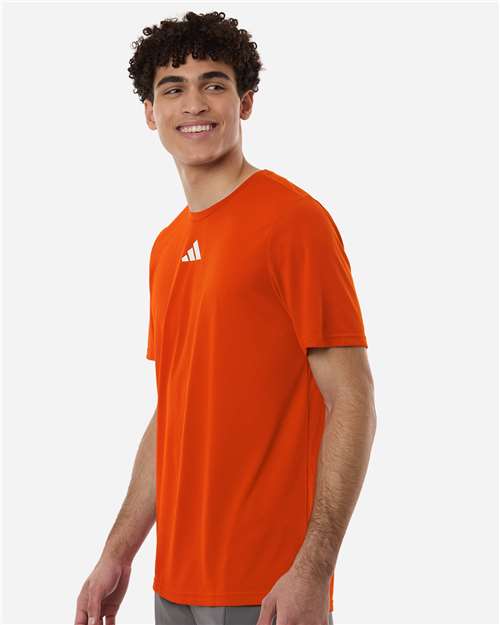 Adidas AT101 Men's Pregame T-Shirt - Collegiate Orange/ White - model side