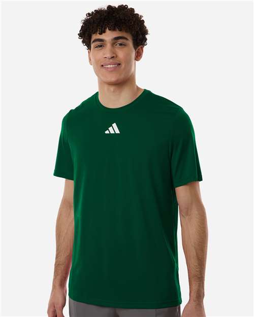 Adidas AT101 Men's Pregame T-Shirt - Dark Green/ White - model front