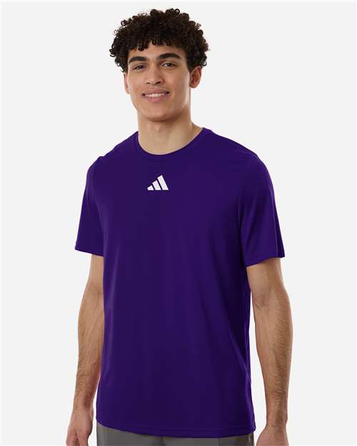 Adidas AT101 Men's Pregame T-Shirt - Team Collegiate Purple/ White - model front