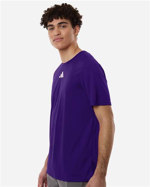 Adidas AT101 Men's Pregame T-Shirt - Team Collegiate Purple/ White - model side