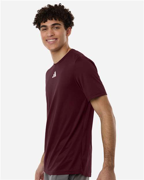 Adidas AT101 Men's Pregame T-Shirt - Team Maroon/ White - model side