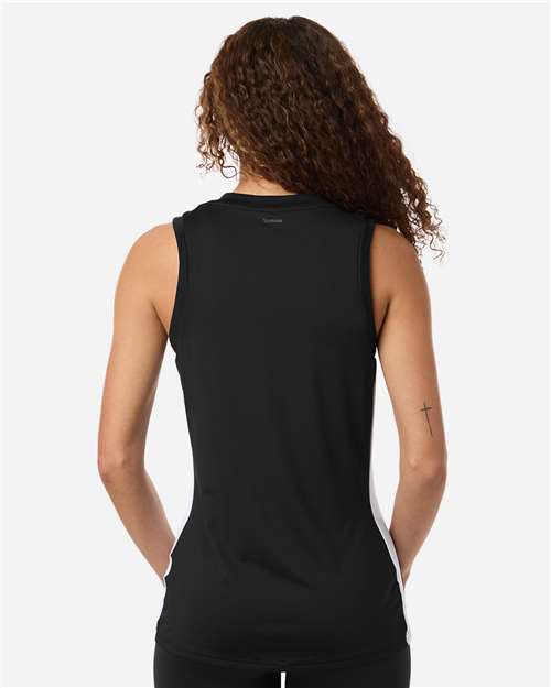 Adidas AT120 Women's Quickset V-Neck Sleeveless Jersey - Black/ White - model back