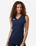 Adidas AT120 Women's Quickset V-Neck Sleeveless Jersey - Team Navy Blue/ White - model front