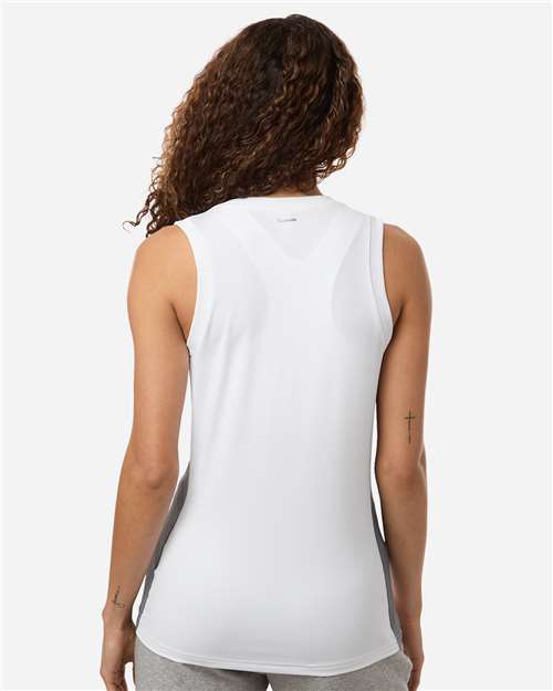 Adidas AT120 Women's Quickset V-Neck Sleeveless Jersey - White - model back