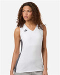 Adidas AT120 Women's Quickset V-Neck Sleeveless Jersey - White - model front
