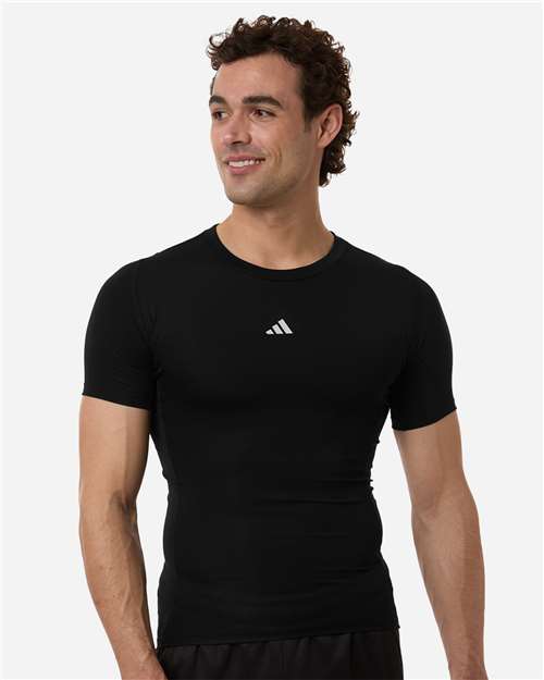 Adidas AT130 Men's Techfit Compression T-Shirt - Black - model front