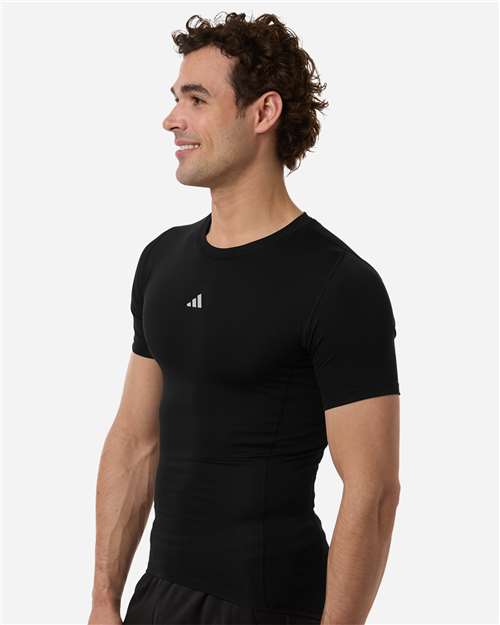 Adidas AT130 Men's Techfit Compression T-Shirt - Black - model side