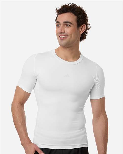Adidas AT130 Men's Techfit Compression T-Shirt - White - model front