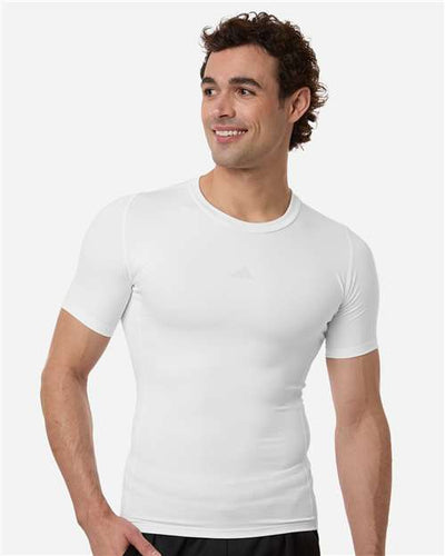 Adidas AT130 Men's Techfit Compression T-Shirt - White - model front