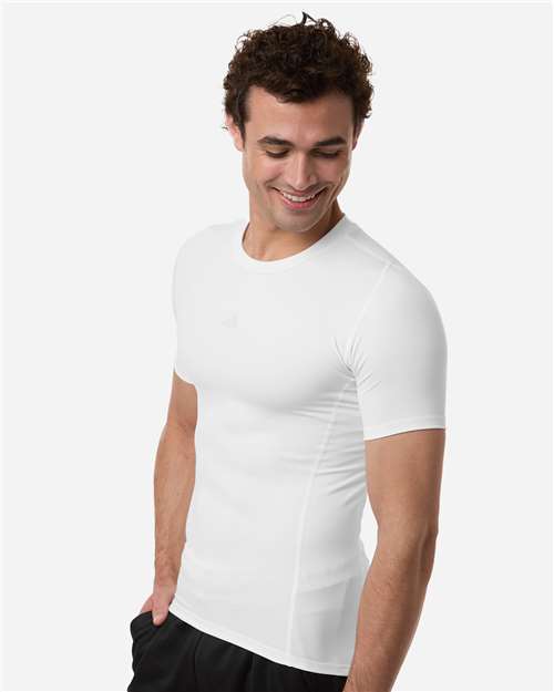 Adidas AT130 Men's Techfit Compression T-Shirt - White - model side