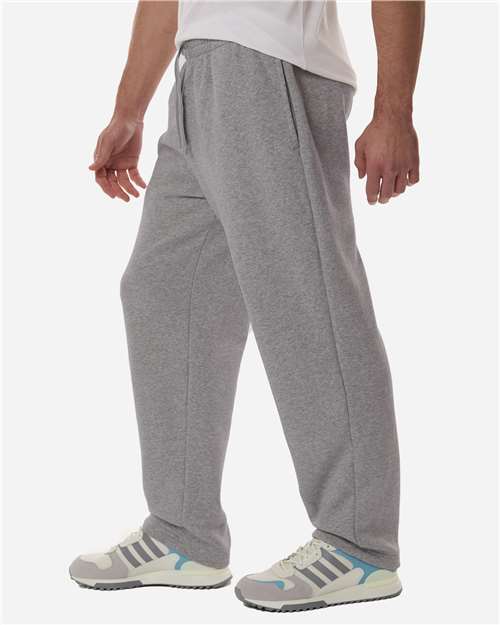 Adidas AT215 Men's Fleece Sweatpants - Medium Grey Heather/ White - model side
