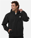 Adidas AT220 Men's Z.N.E Full-Zip Hooded Sweatshirt - Black/ White - model front