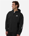 Adidas AT220 Men's Z.N.E Full-Zip Hooded Sweatshirt - Black/ White - model side