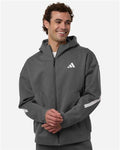 Adidas AT220 Men's Z.N.E Full-Zip Hooded Sweatshirt - Team Grey Four/ White - model front