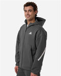 Adidas AT220 Men's Z.N.E Full-Zip Hooded Sweatshirt - Team Grey Four/ White - model side