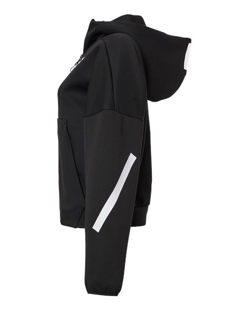 Adidas AT221 Women's Z.N.E Full-Zip Hooded Sweatshirt - Black/ White - side
