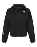 Adidas AT221 Women's Z.N.E Full-Zip Hooded Sweatshirt - Black/ White - front